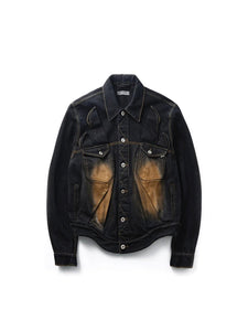 JUNTAE KIM - Gathered Denim Jacket - SS25 - BLACK